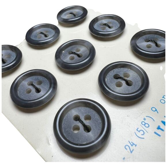 Vintage Le Bouton Italian Grey Buttons Set of 9 Washable 5/8 Italy - Picture 3 of 4